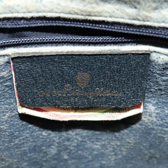 GUCCI GG Supreme Sherry Line Hand Bag PVC Navy Gold Red 40 02 006 Auth sw1342 - Picture 13 of 15